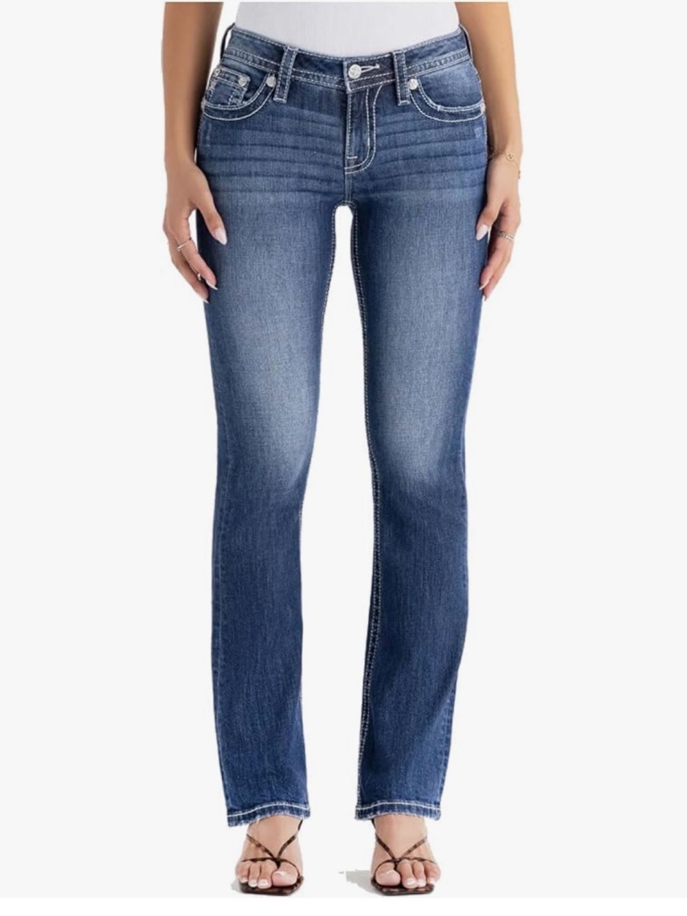 Miss Me Womens Mid Rise Faux Flap Bootcut. Size 29/32. MSRP $124.99